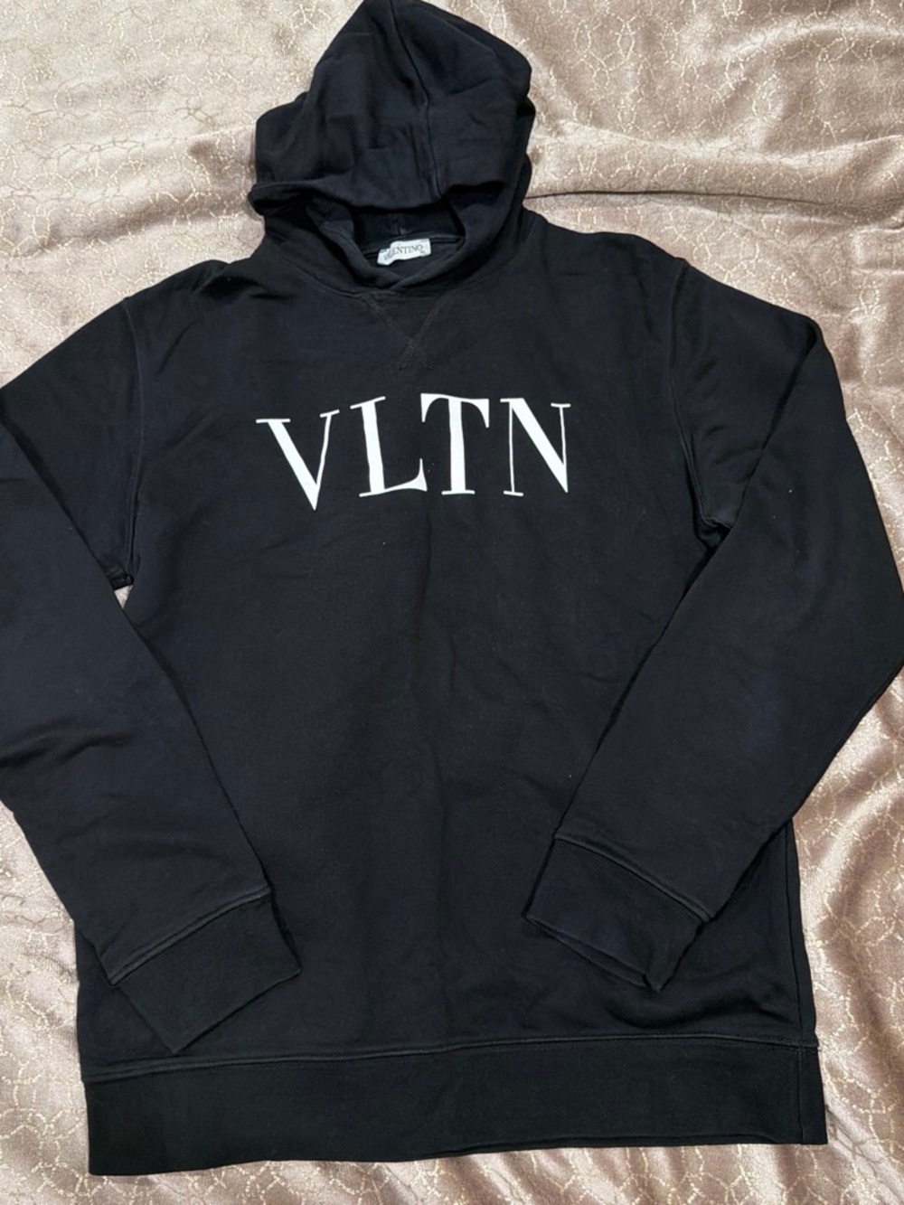 Valentino Black Hoodie with White VLTN Logo